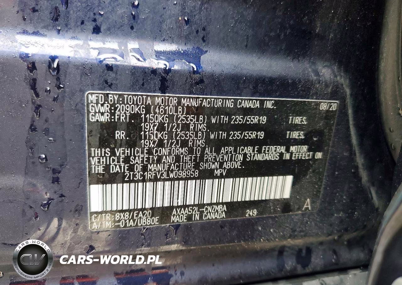 2020 Toyota Rav4 Xle Premium VIN:2T3C1RFV3LW098958 - 13