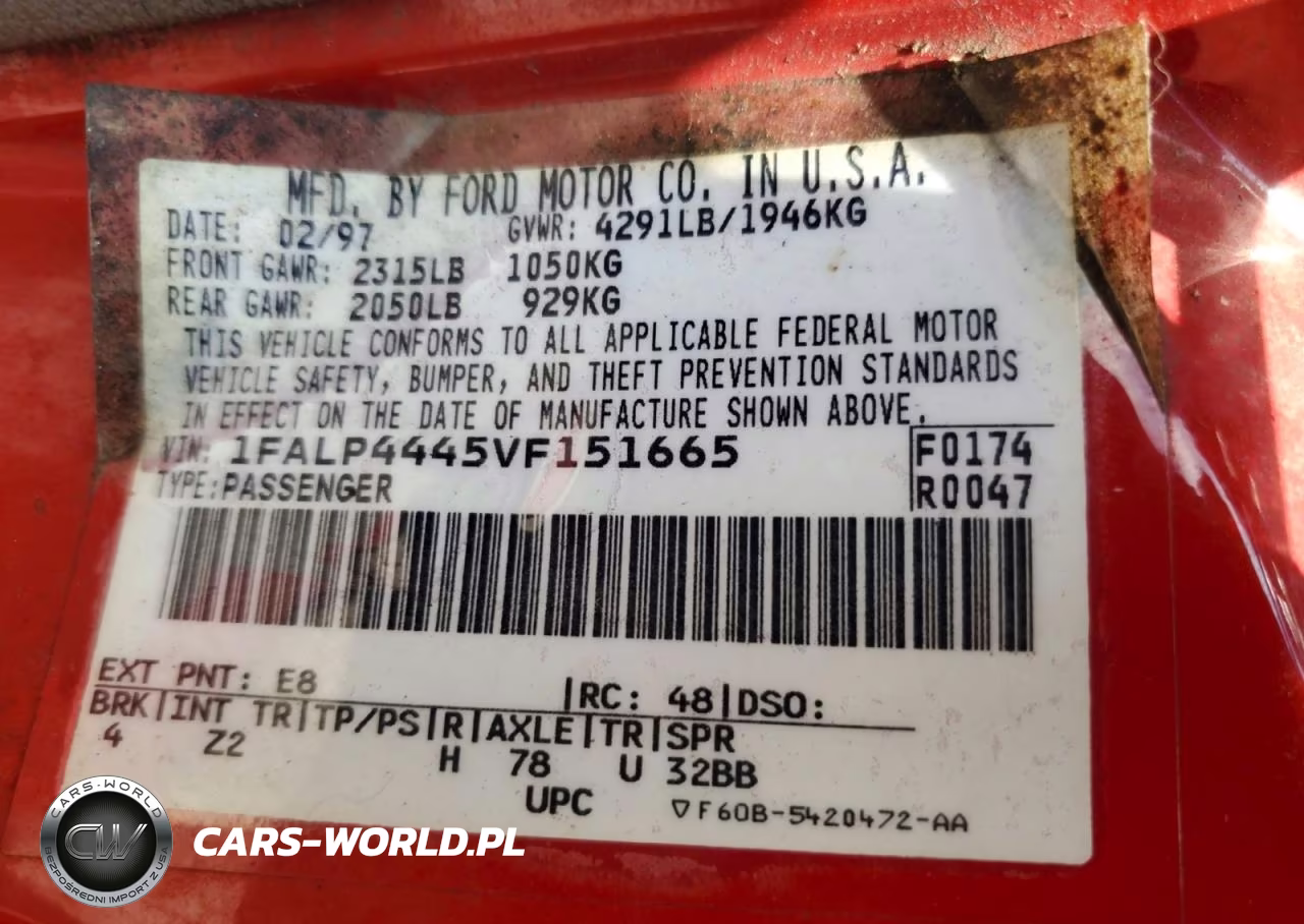 1997 Ford Mustang VIN:1FALP4445VF151665 - 12