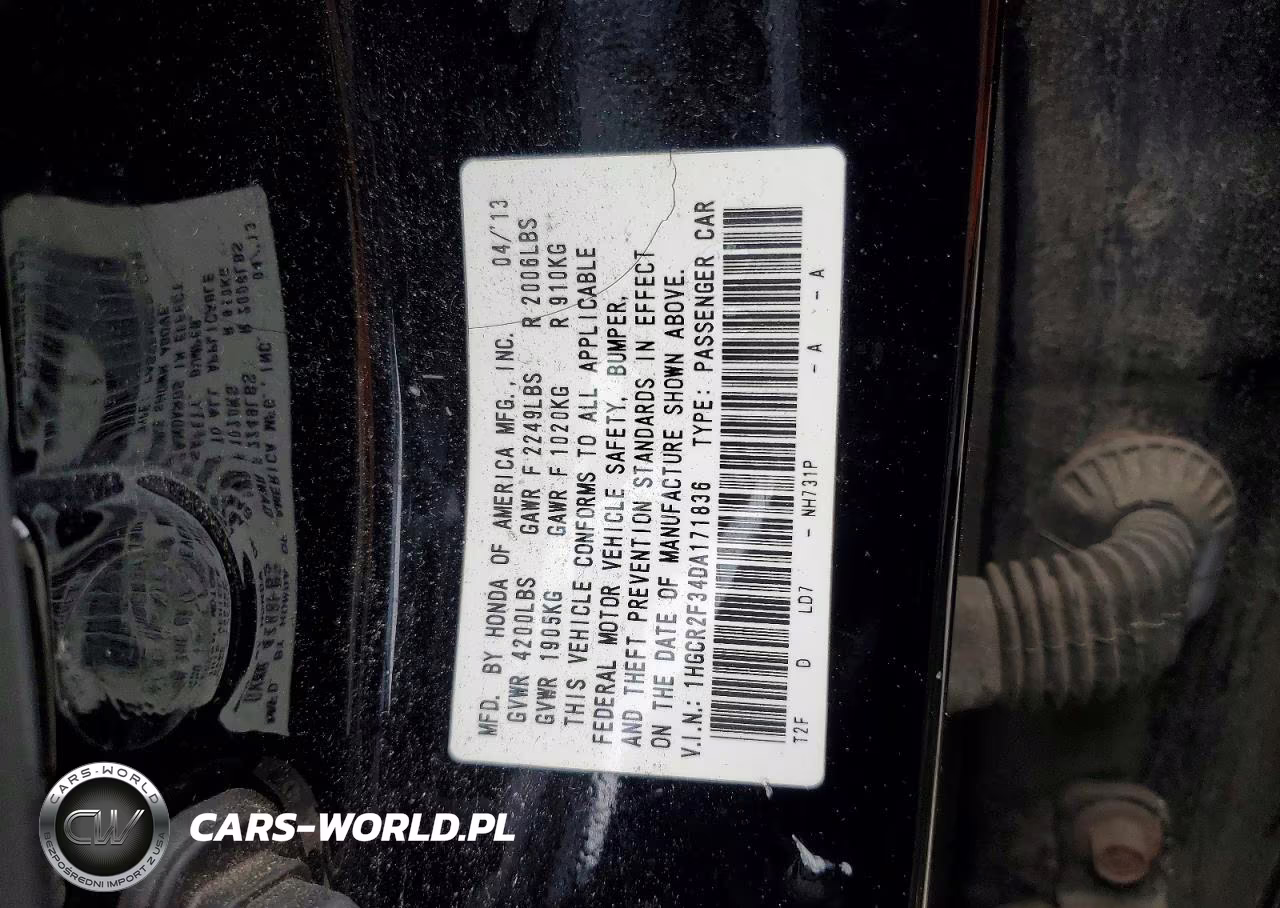 2013 Honda Accord Lx VIN:1HGCR2F34DA171836 - 12