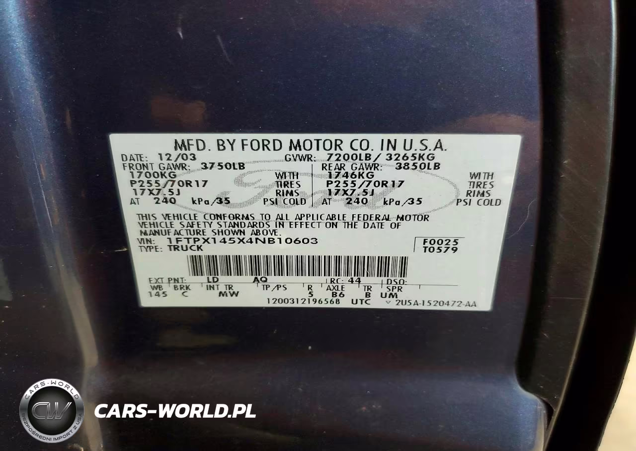 2004 Ford F150 VIN:1FTPX145X4NB10603 - 12