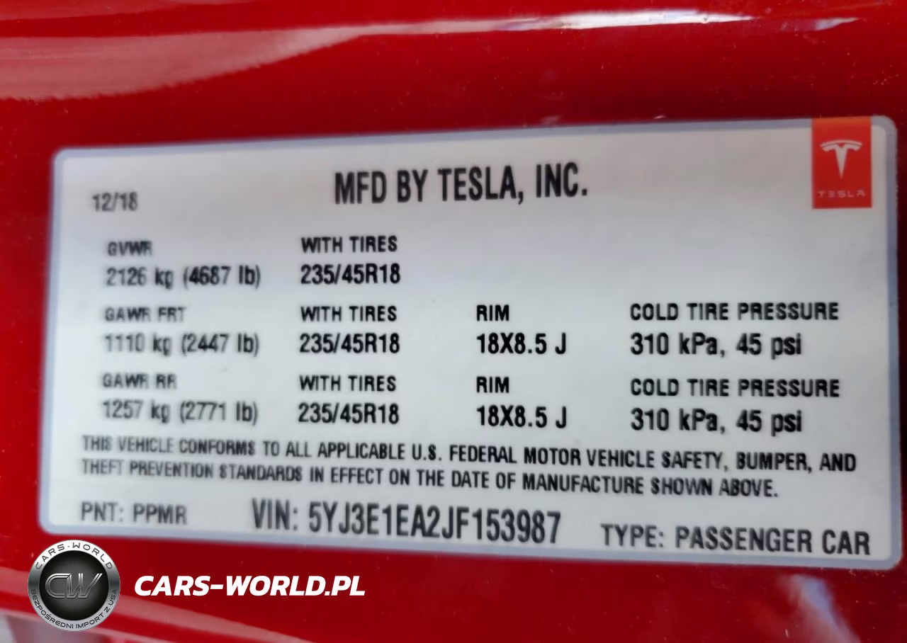 2018 Tesla Model 3 VIN:5YJ3E1EA2JF153987 - 12