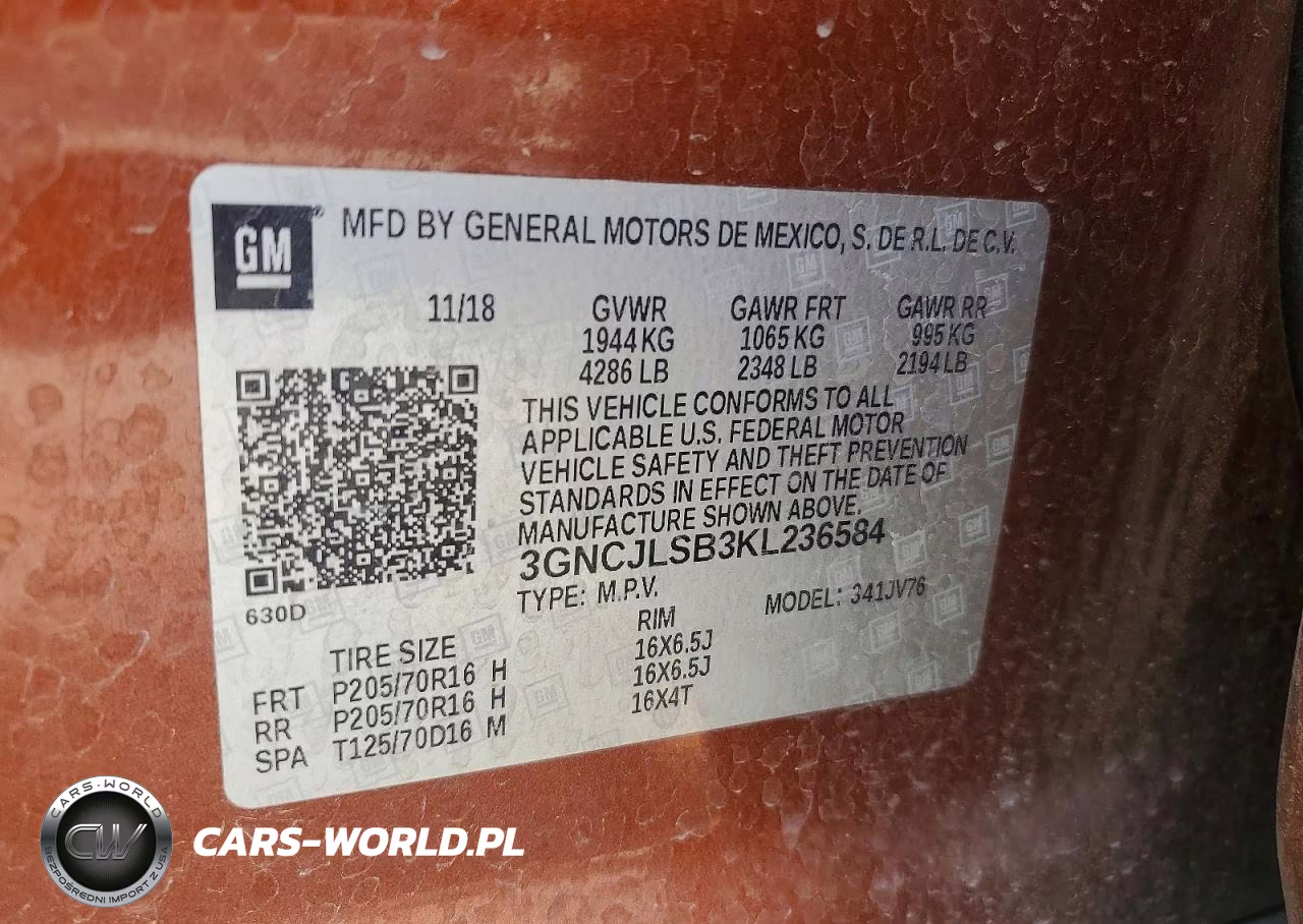 2019 Chevrolet Trax 1Lt VIN:3GNCJLSB3KL236584 - 13