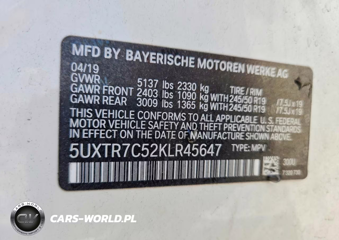 2019 BMW X3 Sdrive30I VIN:5UXTR7C52KLR45647 - 13