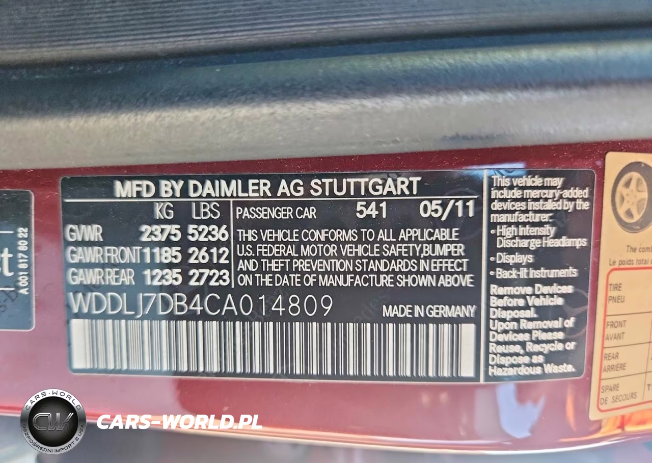 2012 Mercedes-Benz Cls 550 VIN:WDDLJ7DB4CA014809 - 12