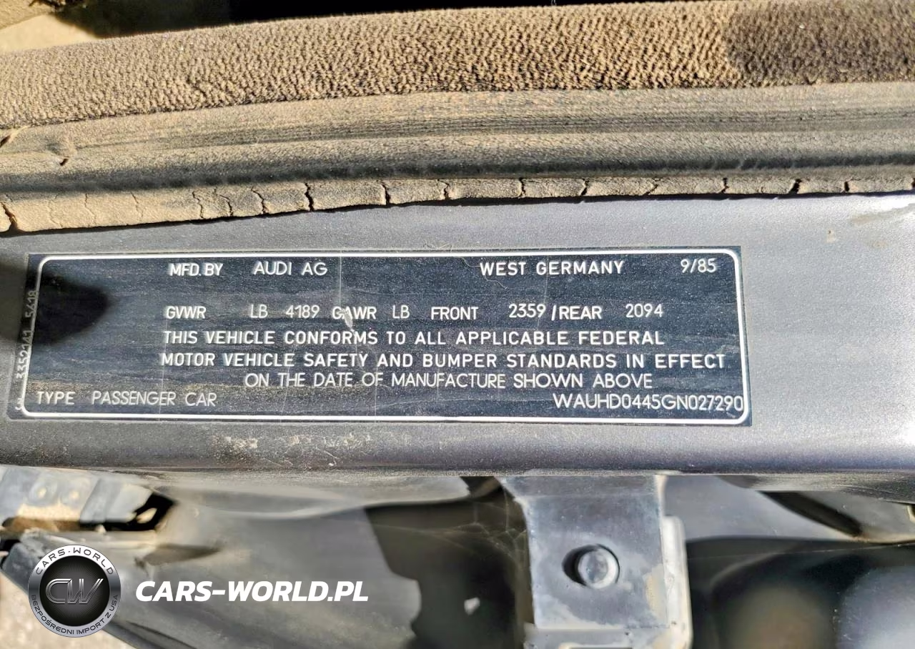 1986 Audi 5000 S Turbo VIN:WAUHD0445GN027290 - 12