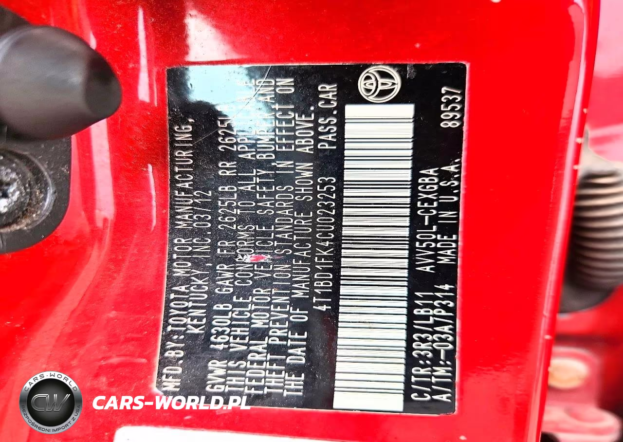 2012 Toyota Camry Hybrid Xle VIN:4T1BD1FK4CU023253 - 12