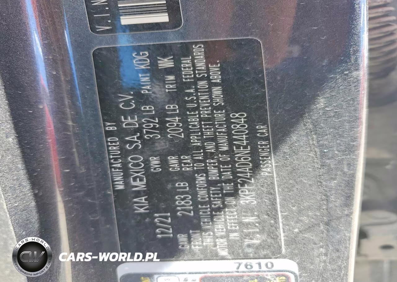 2022 Kia Forte Lxs VIN:3KPF24AD6NE440848 - 12