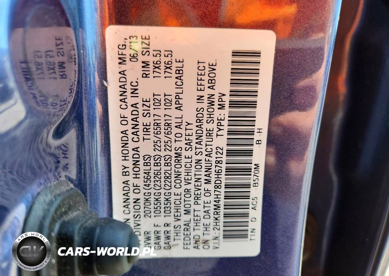 2013 Honda Cr-V Exl VIN:2HKRM4H78DH678122 - 13