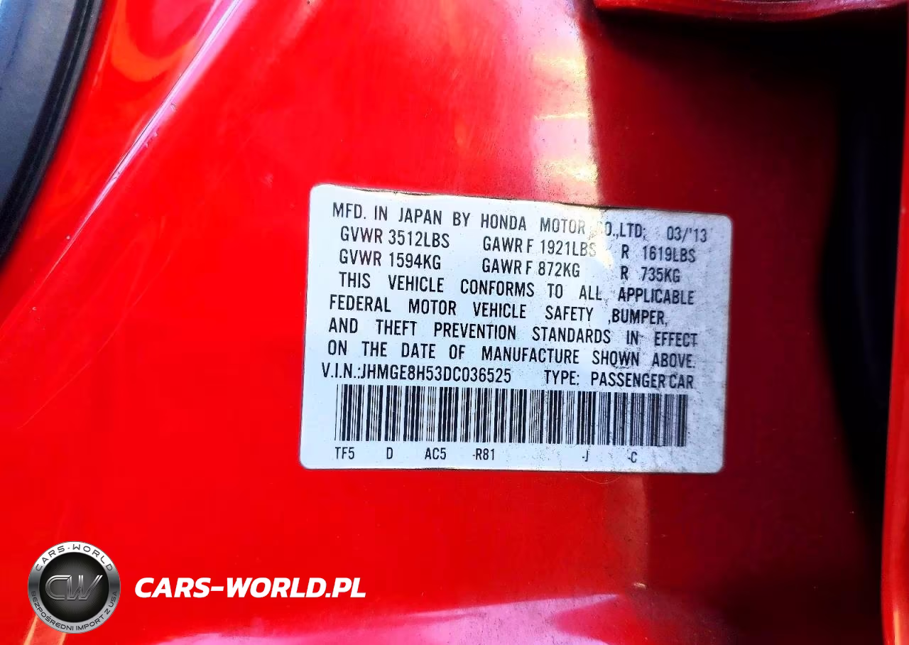 2013 Honda Fit Sport VIN:JHMGE8H53DC036525 - 12