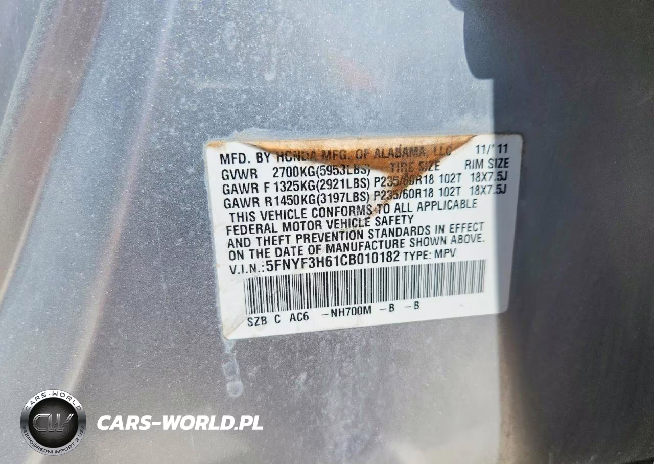2012 Honda Pilot Exl VIN:5FNYF3H61CB010182 - 13