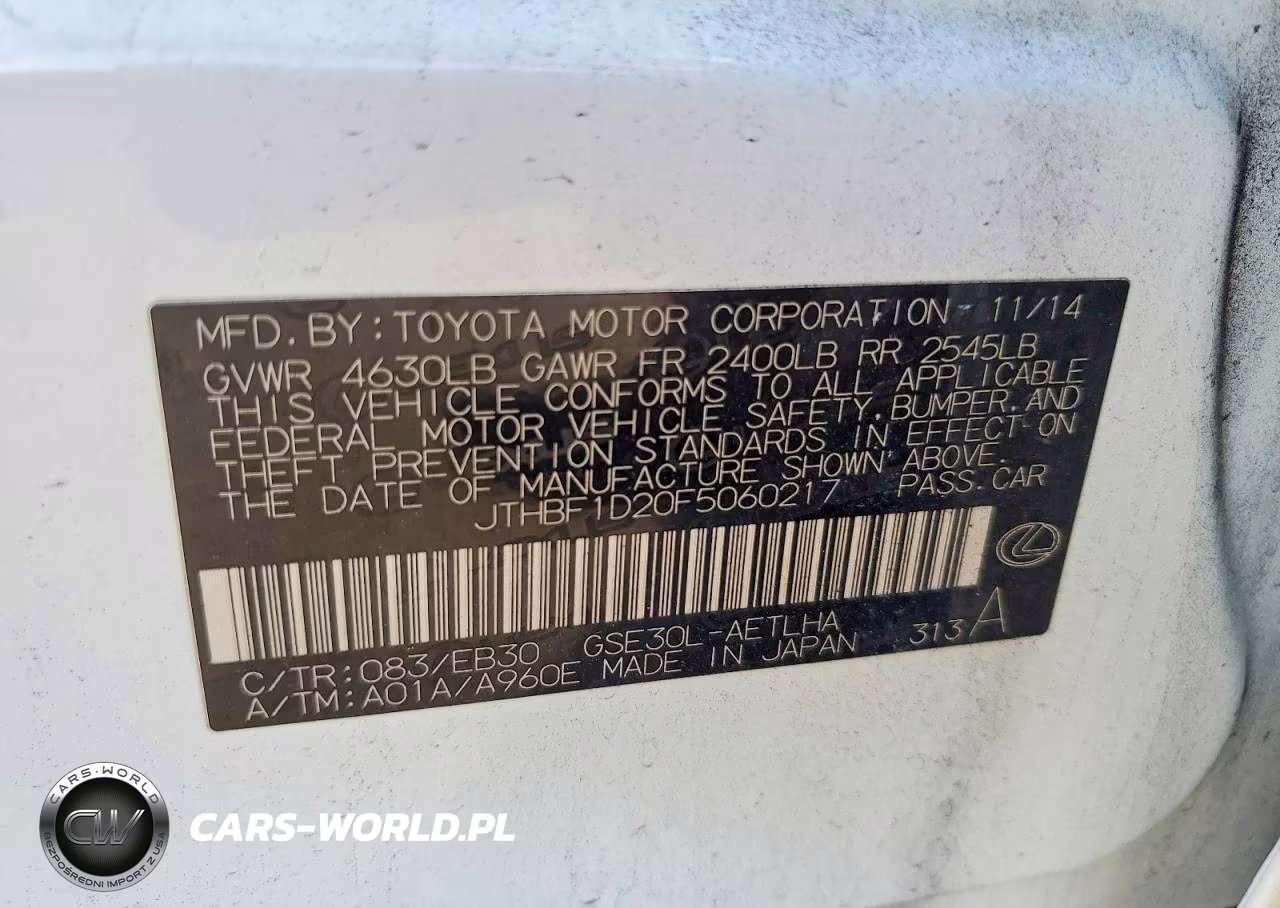 2015 Lexus Is 250 VIN:JTHBF1D20F5060217 - 12