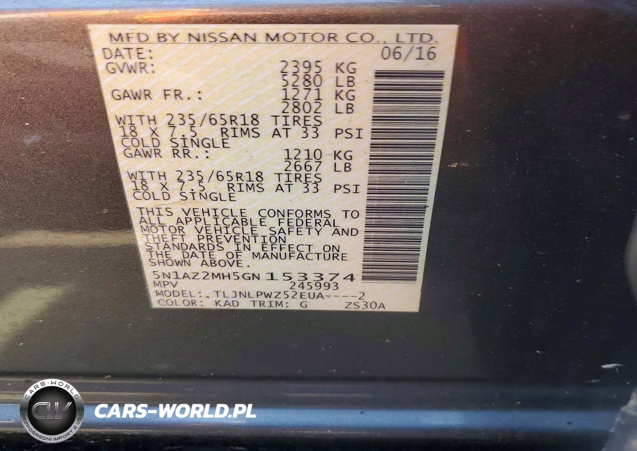 2016 Nissan Murano S VIN:5N1AZ2MH5GN153374 - 13
