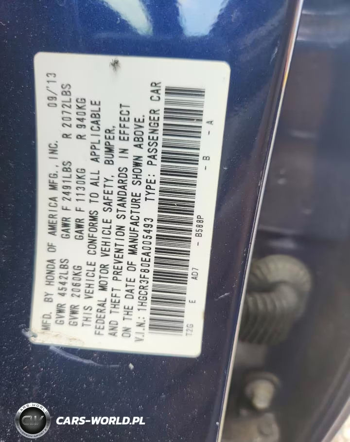 2014 Honda Accord Exl VIN:1HGCR3F80EA005493 - 13