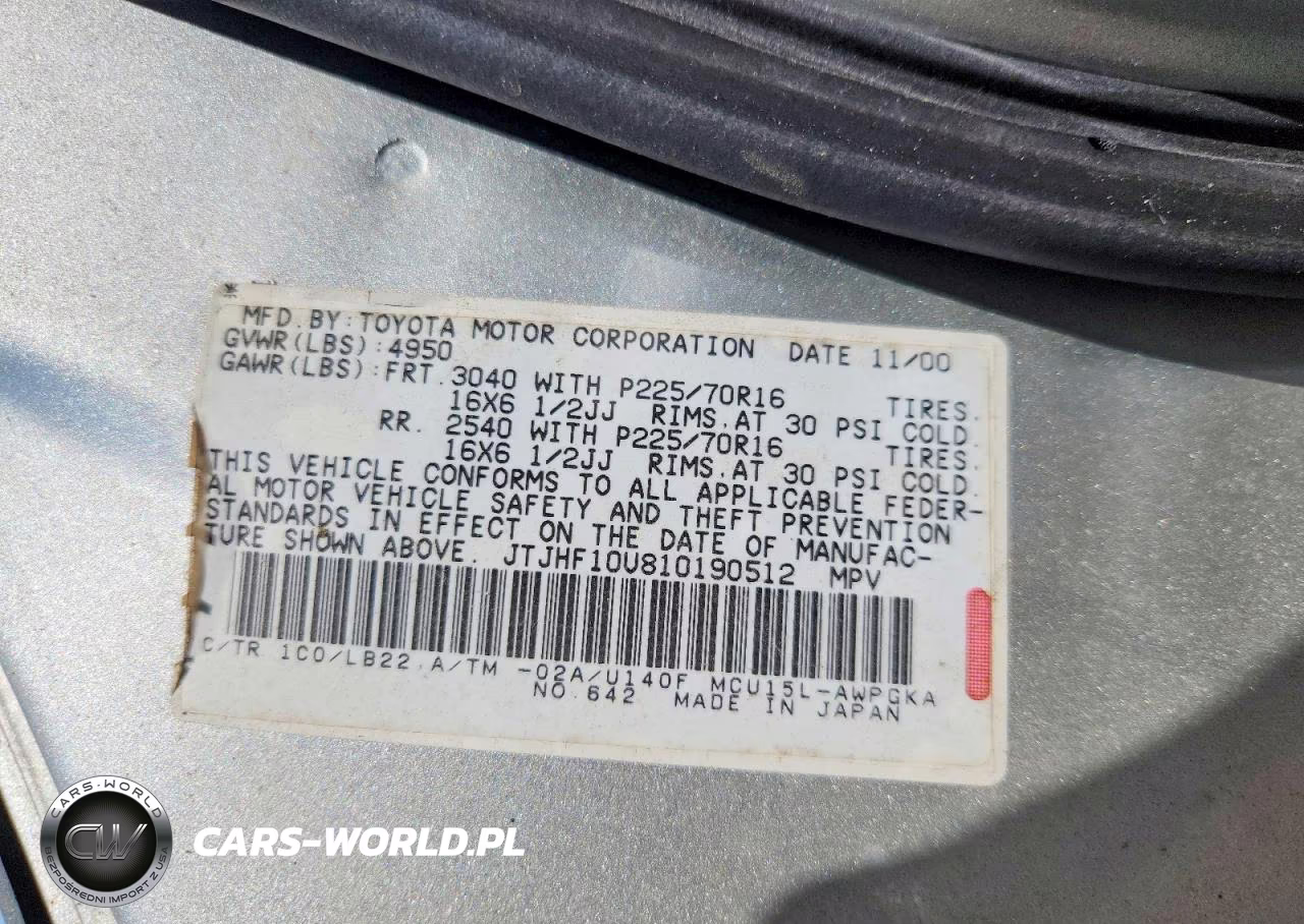 2001 Lexus Rx 300 VIN:JTJHF10U810190512 - 12