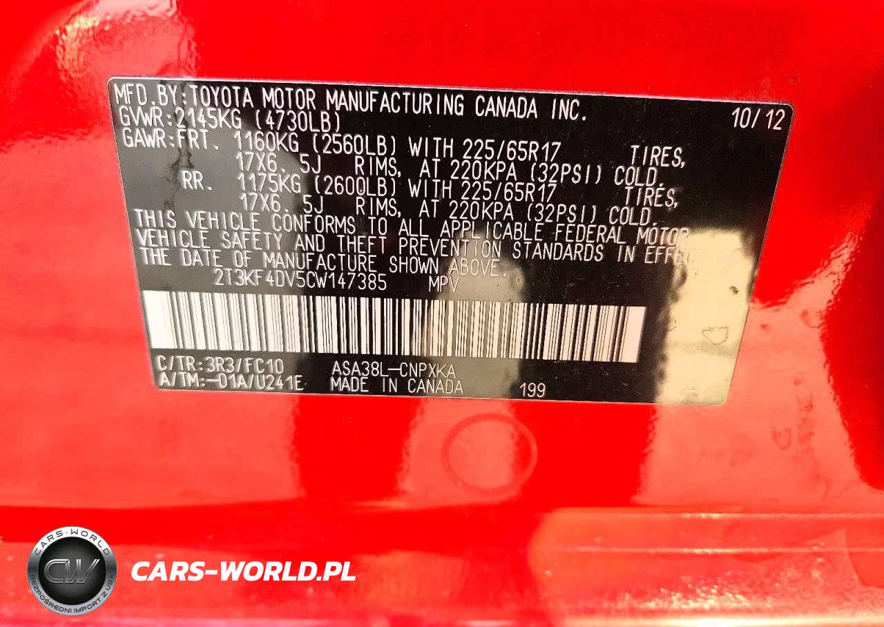2012 Toyota Rav4 Base VIN:2T3KF4DV5CW147385 - 13