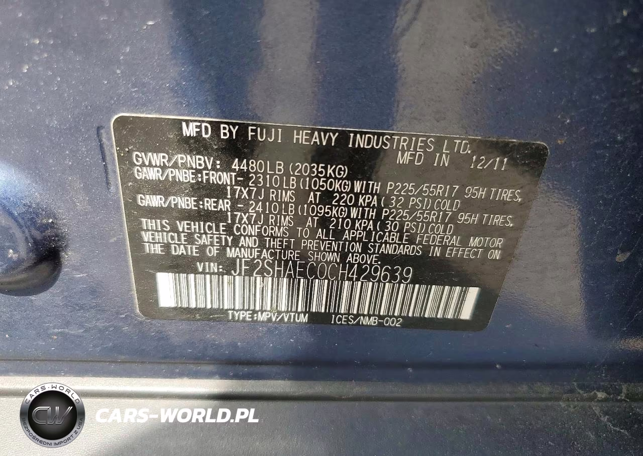 2012 Subaru Forester Limited VIN:JF2SHAEC0CH429639 - 13