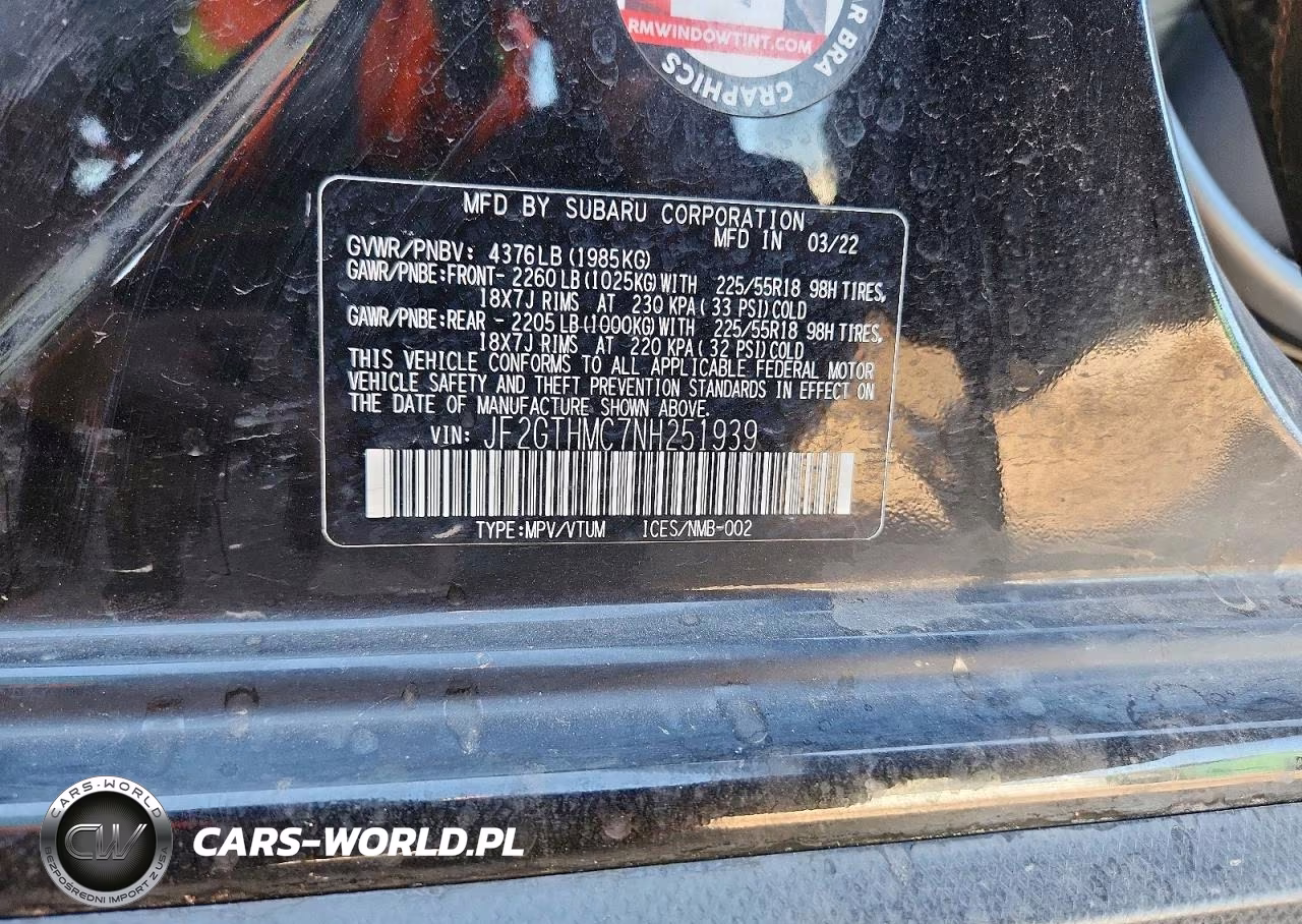 2022 Subaru Crosstrek Limited VIN:JF2GTHMC7NH251939 - 12