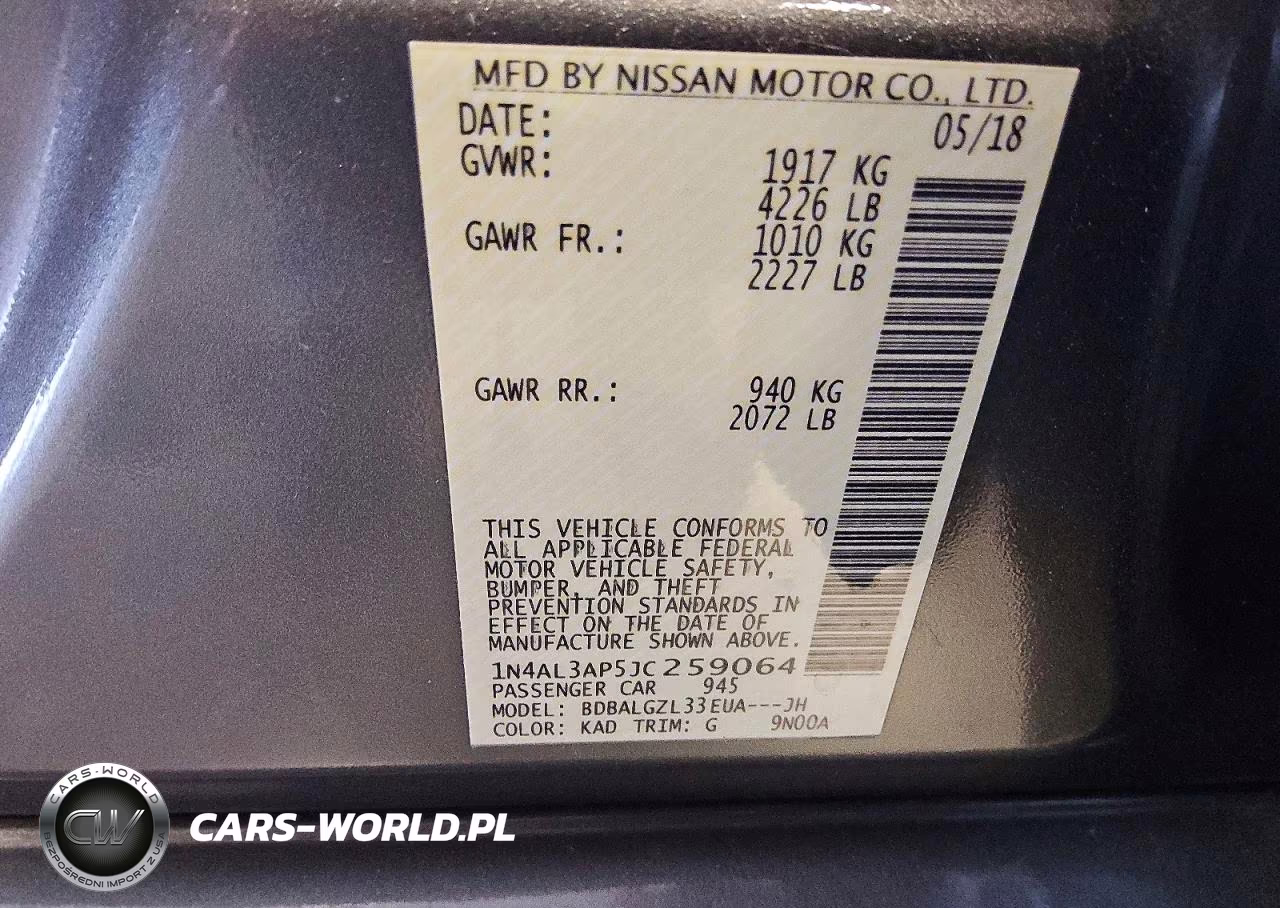 2018 Nissan Altima 2.5 S VIN:1N4AL3AP5JC259064 - 12