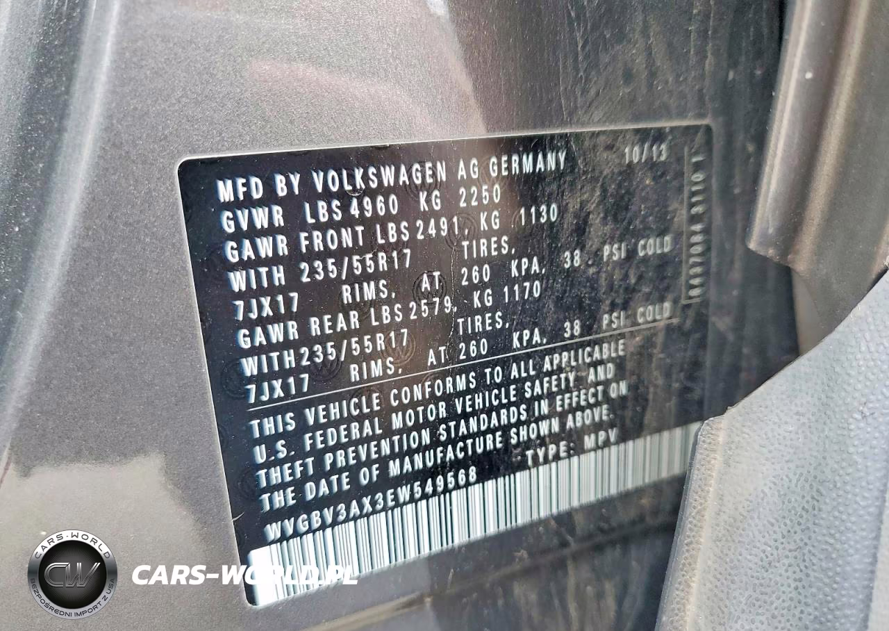 2014 Volkswagen Tiguan S VIN:WVGBV3AX3EW549568 - 13