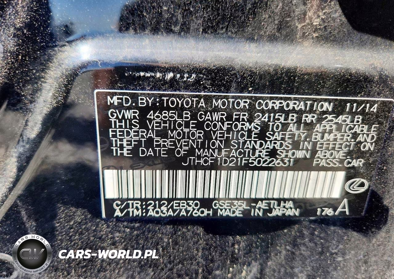 2015 Lexus Is 250 VIN:JTHCF1D21F5022631 - 12