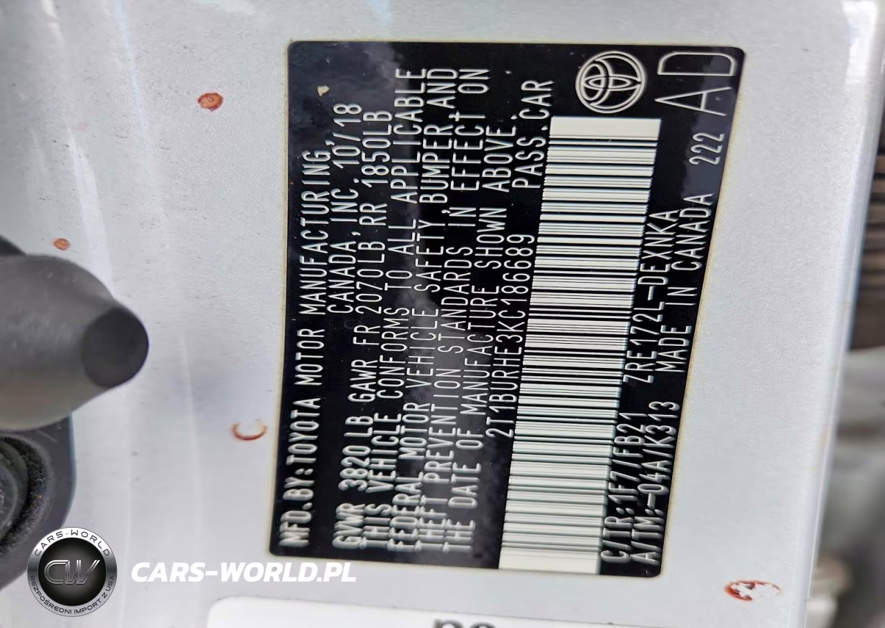 2019 Toyota Corolla Le VIN:2T1BURHE3KC186689 - 12