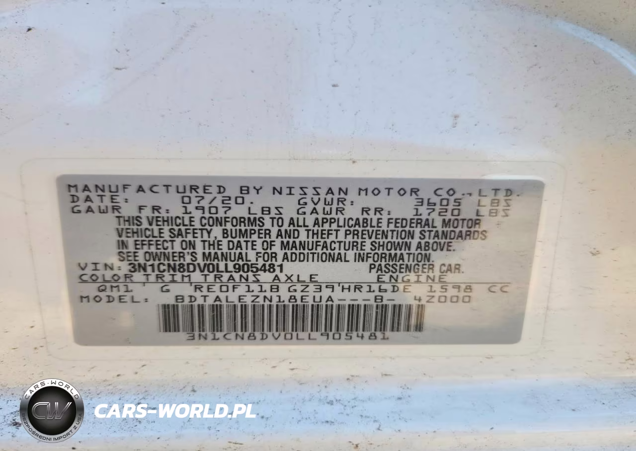 2020 Nissan Versa S VIN:3N1CN8DV0LL905481 - 12