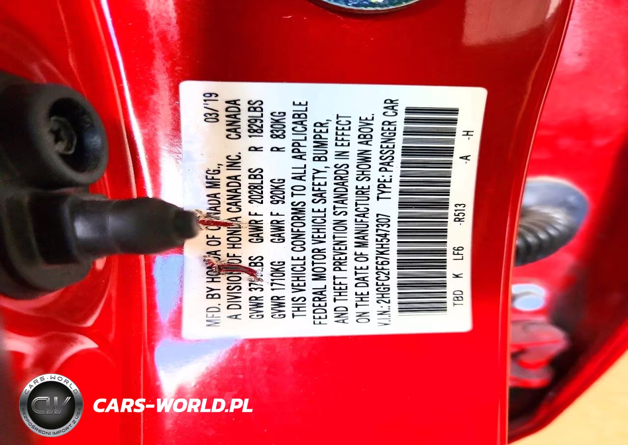 2019 Honda Civic Lx VIN:2HGFC2F67KH547307 - 13
