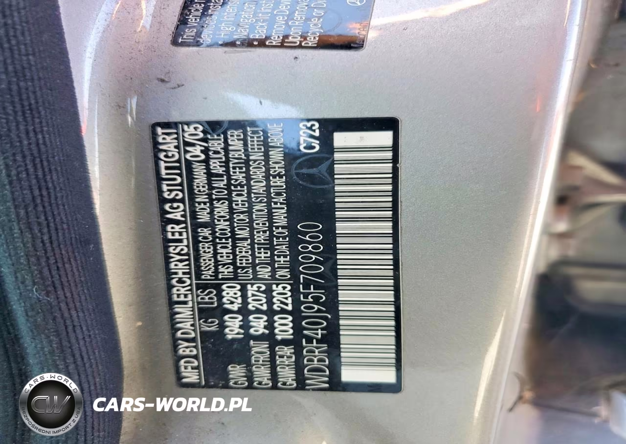 2005 Mercedes-Benz C 230 Kompressor Sport VIN:WDBRF40J95F709860 - 12