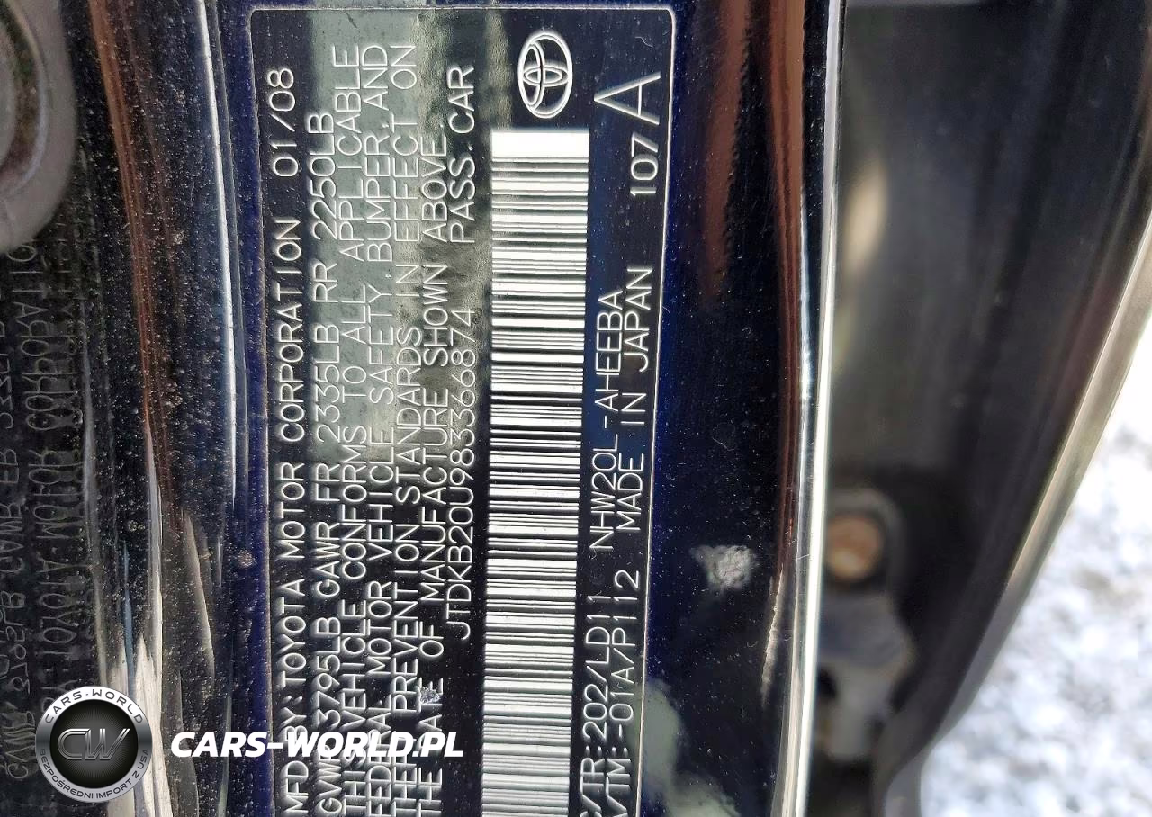 2008 Toyota Prius Base VIN:JTDKB20U983366874 - 12