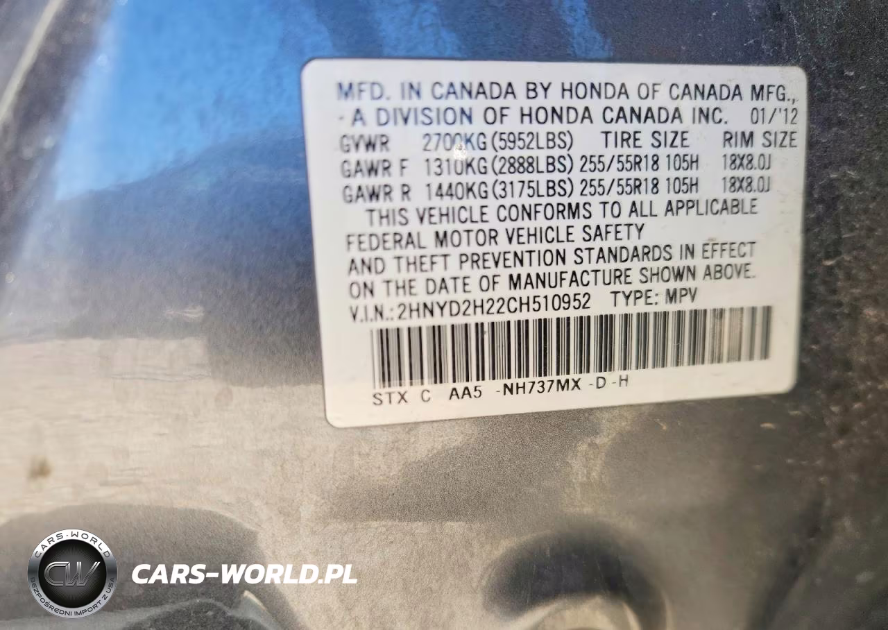 2012 Acura Mdx VIN:2HNYD2H22CH510952 - 13