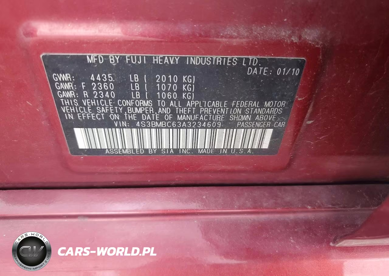 2010 Subaru Legacy 2.5I Premium VIN:4S3BMBC63A3234609 - 12