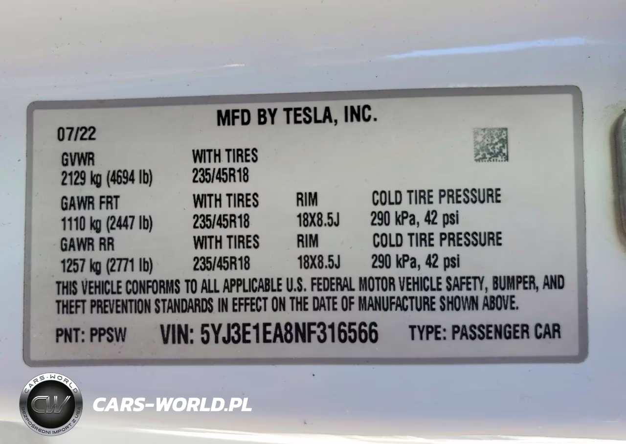 2022 Tesla Model 3 VIN:5YJ3E1EA8NF316566 - 13