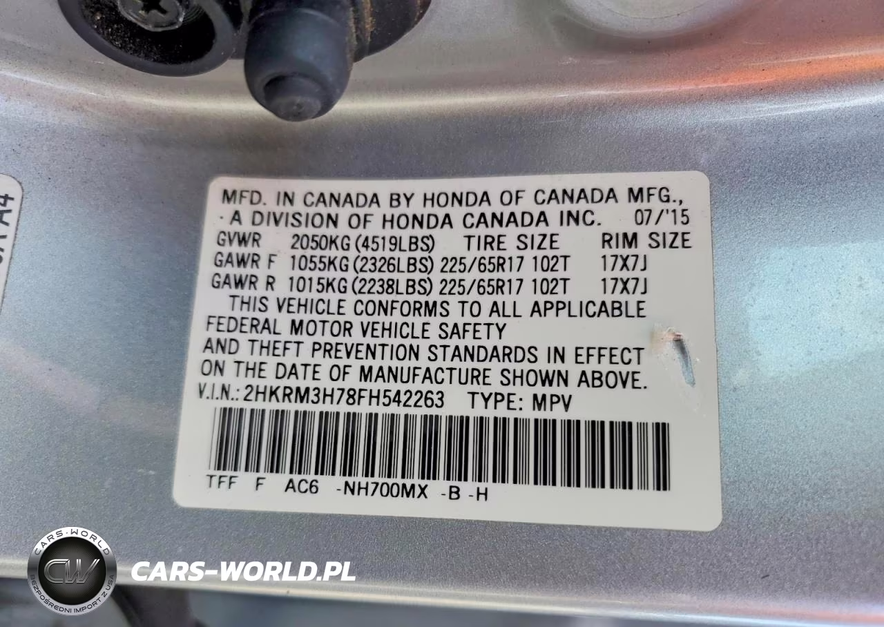 2015 Honda Cr-V Exl VIN:2HKRM3H78FH542263 - 13