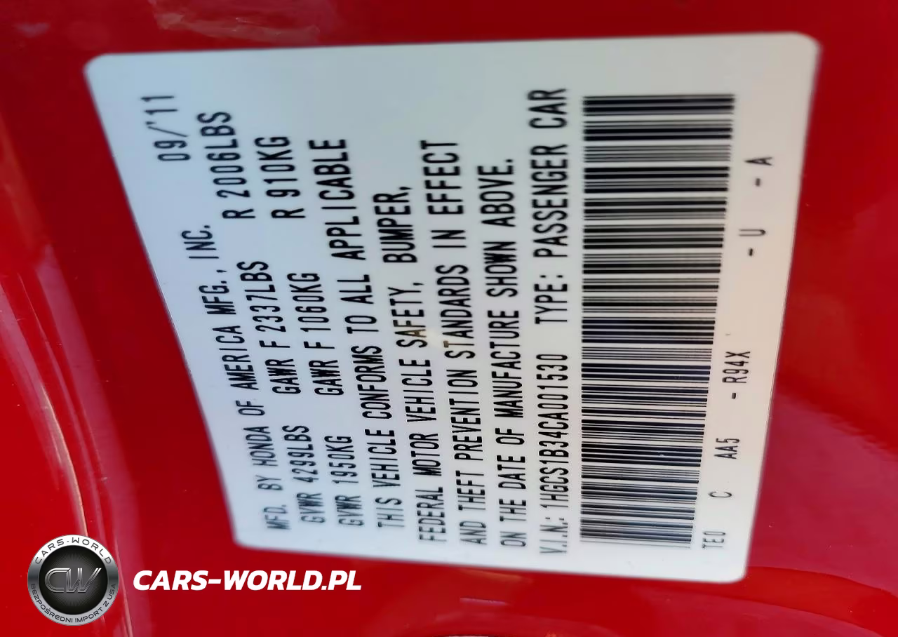 2012 Honda Accord Lx VIN:1HGCS1B34CA001530 - 12