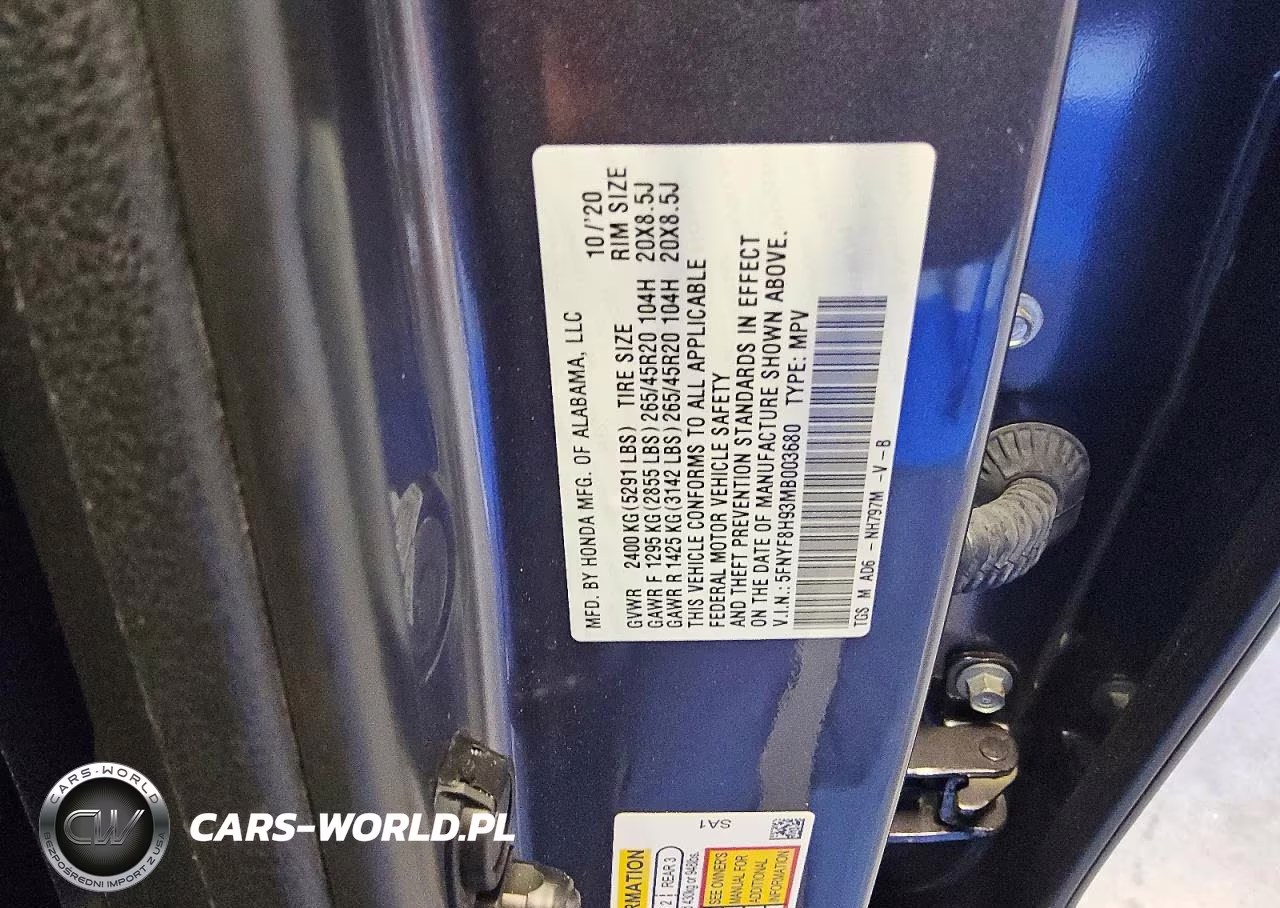 2021 Honda Passport Touring VIN:5FNYF8H93MB003680 - 13