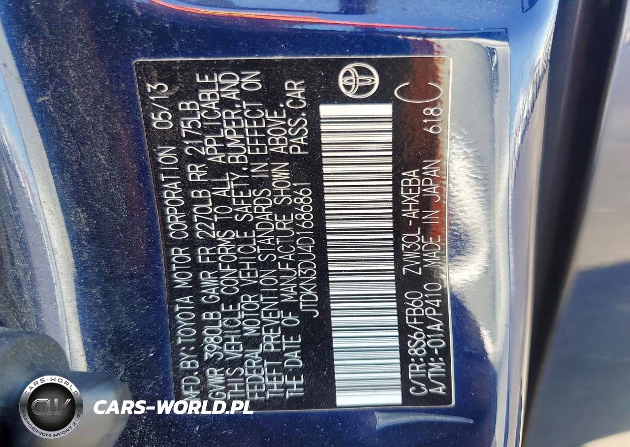 2013 Toyota Prius Two VIN:JTDKN3DU4D1686861 - 12