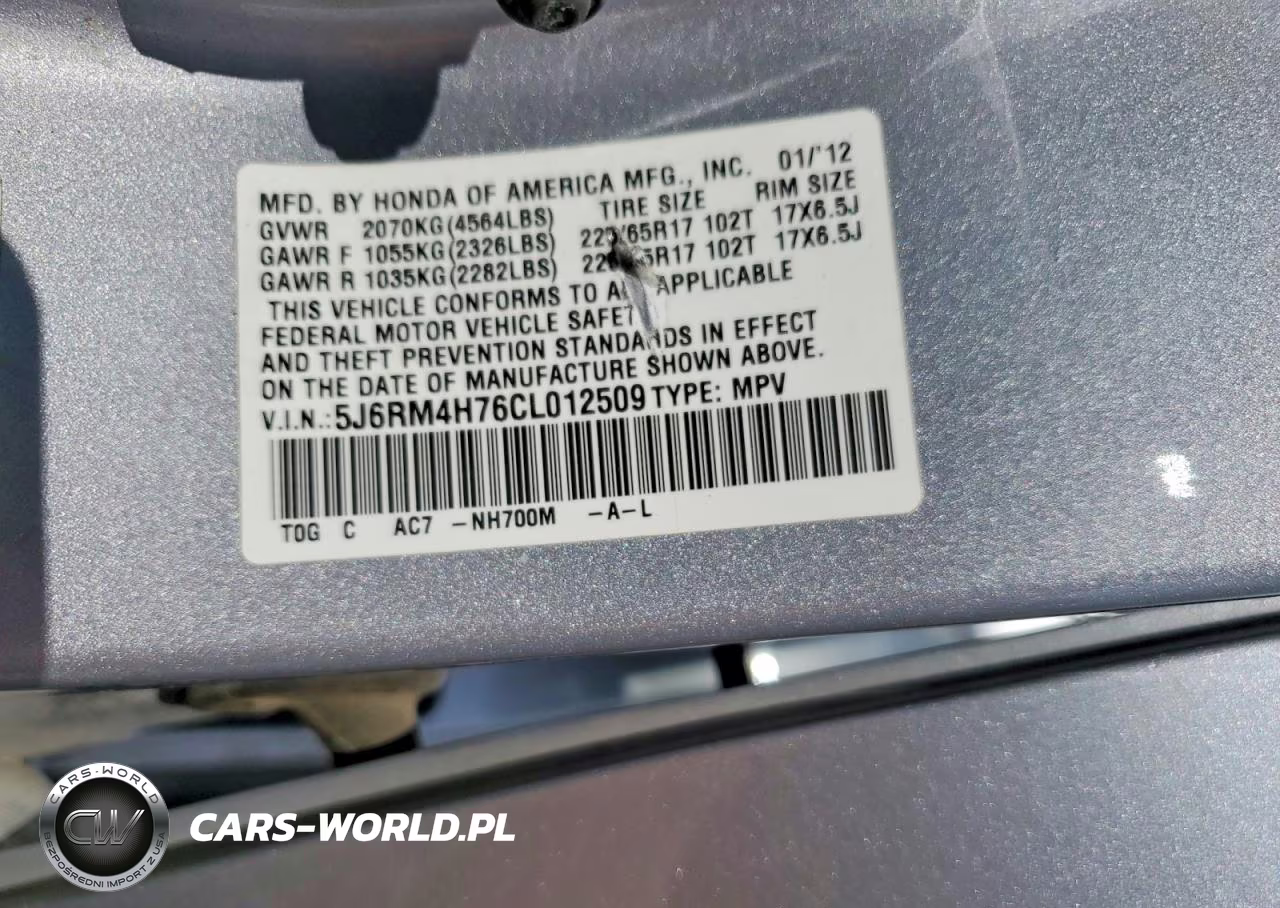 2012 Honda Cr-V Exl VIN:5J6RM4H76CL012509 - 13