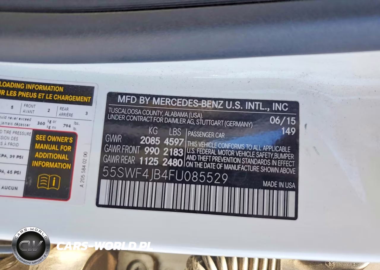 2015 Mercedes-Benz C 300 VIN:55SWF4JB4FU085529 - 12