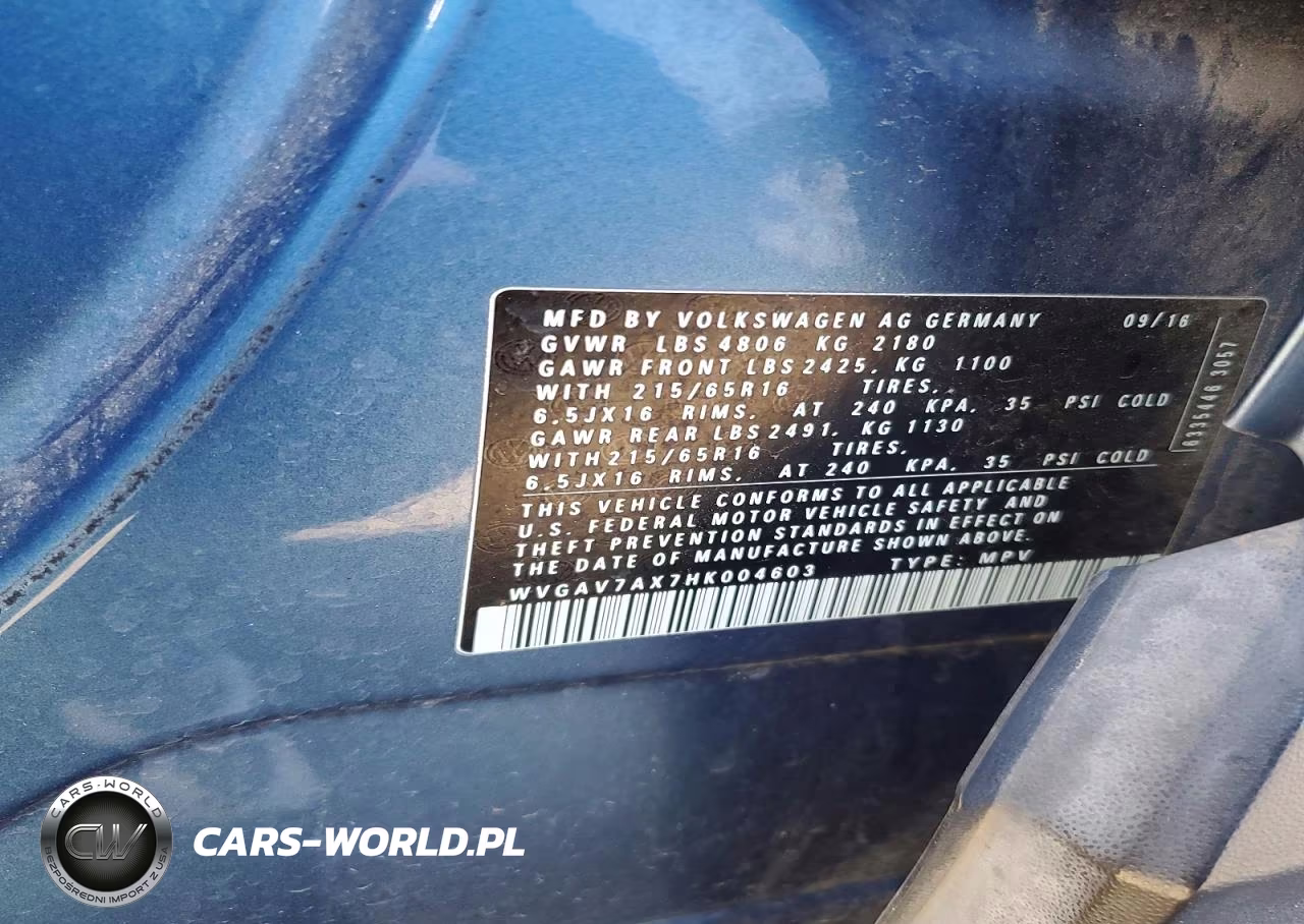 2017 Volkswagen Tiguan S VIN:WVGAV7AX7HK004603 - 12