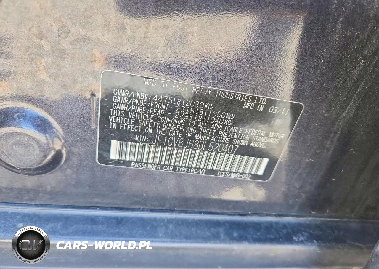 2011 Subaru Impreza Wrx Sti VIN:JF1GV8J68BL520407 - 12