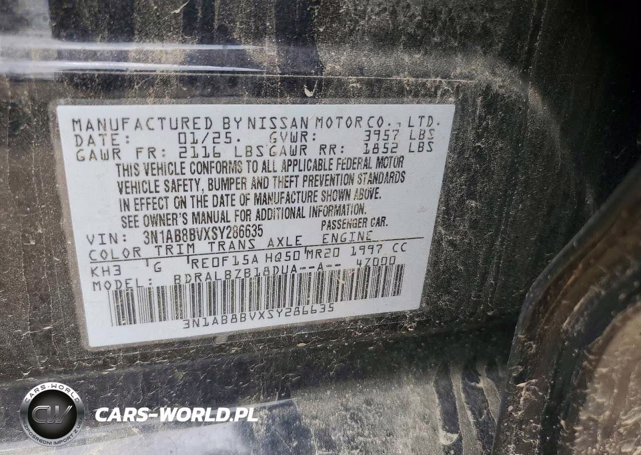 2025 Nissan Sentra S VIN:3N1AB8BVXSY286635 - 13