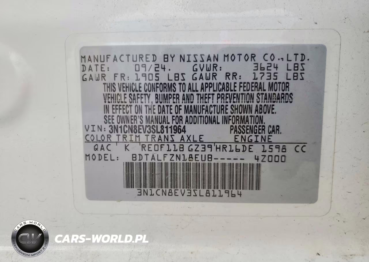 2025 Nissan Versa Sv VIN:3N1CN8EV3SL811964 - 12