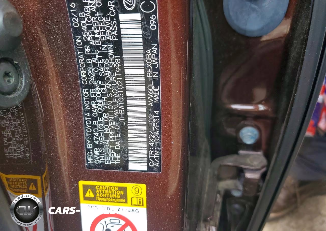 2016 Lexus Es 300H VIN:JTHBW1GG1G2119981 - 12