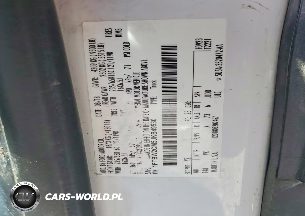 2018 Ford Transit T-350 VIN:1FTBW2CM5JKB49530 - 13