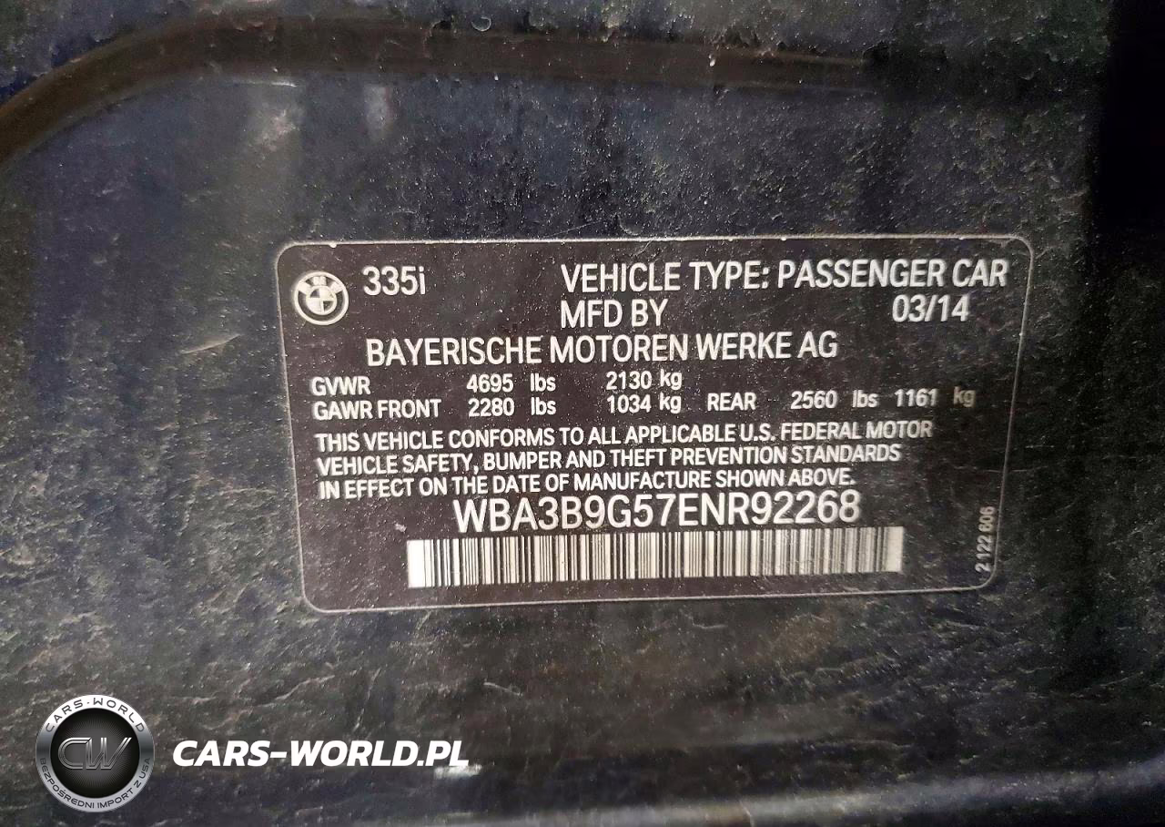 2014 BMW 335 Xi VIN:WBA3B9G57ENR92268 - 12