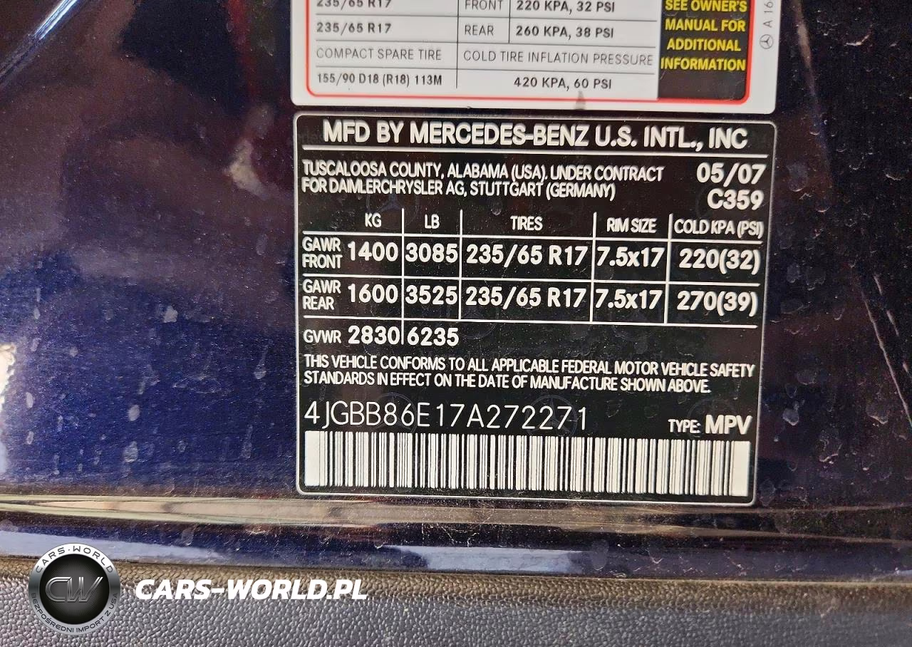 2007 Mercedes-Benz Ml 350 VIN:4JGBB86E17A272271 - 13