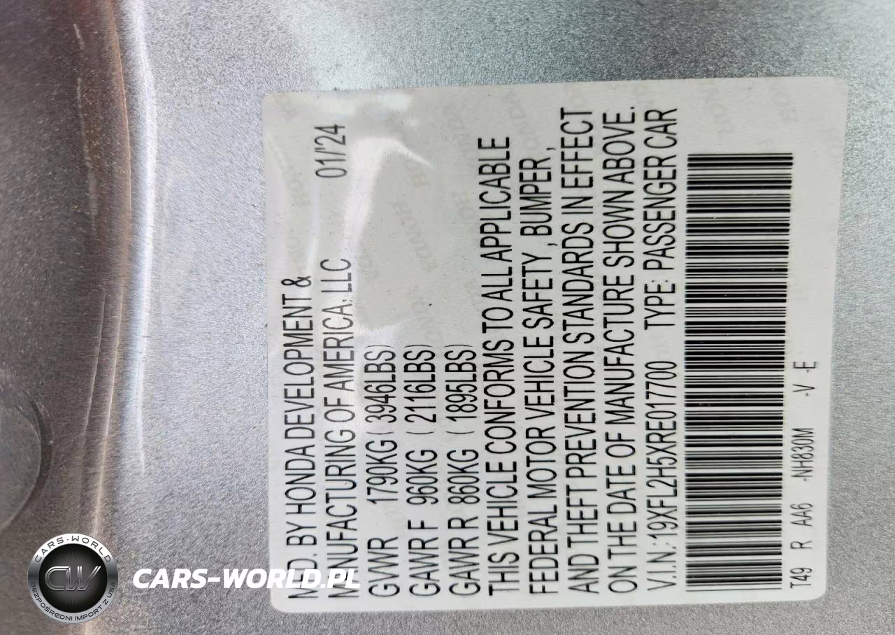 2024 Honda Civic Lx VIN:19XFL2H5XRE017700 - 13