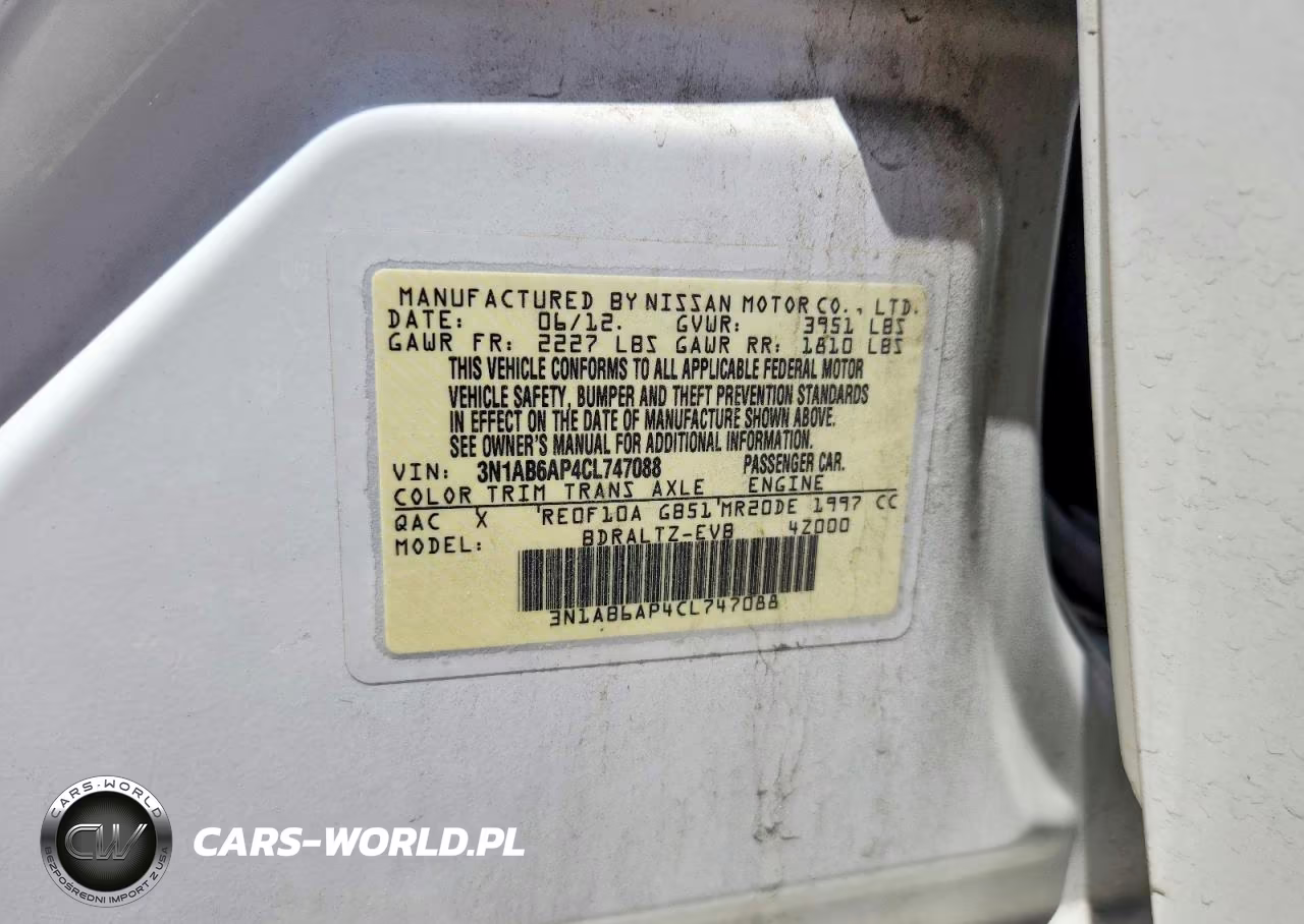 2012 Nissan Sentra 2.0 VIN:3N1AB6AP4CL747088 - 12