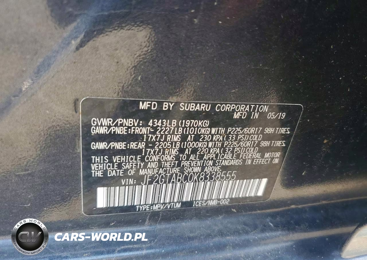 2019 Subaru Crosstrek VIN:JF2GTABC0K8338555 - 14