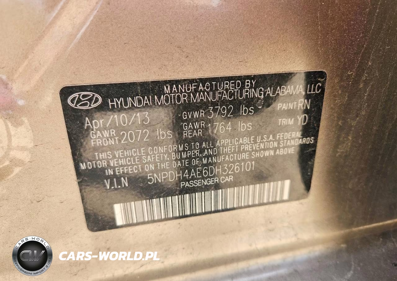 2013 Hyundai Elantra Gls VIN:5NPDH4AE6DH326101 - 13